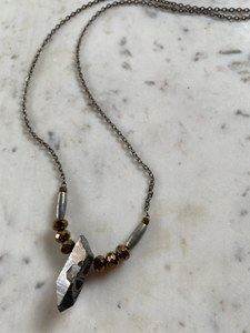 Silver & Bronze Crystal Necklace